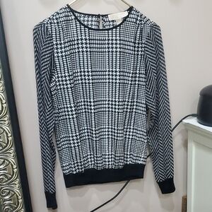 Michael Kors Monochrome Houndstooth Top